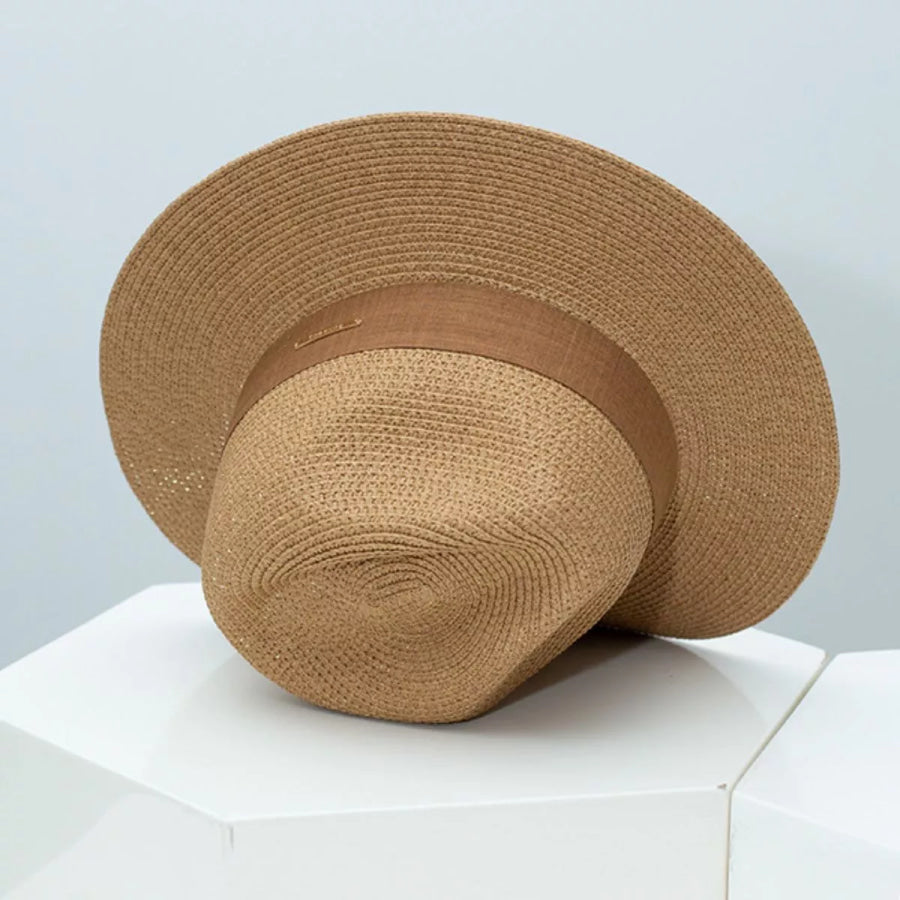 Straw Wide Brim Hat Khaki / One Size Apparel and Accessories