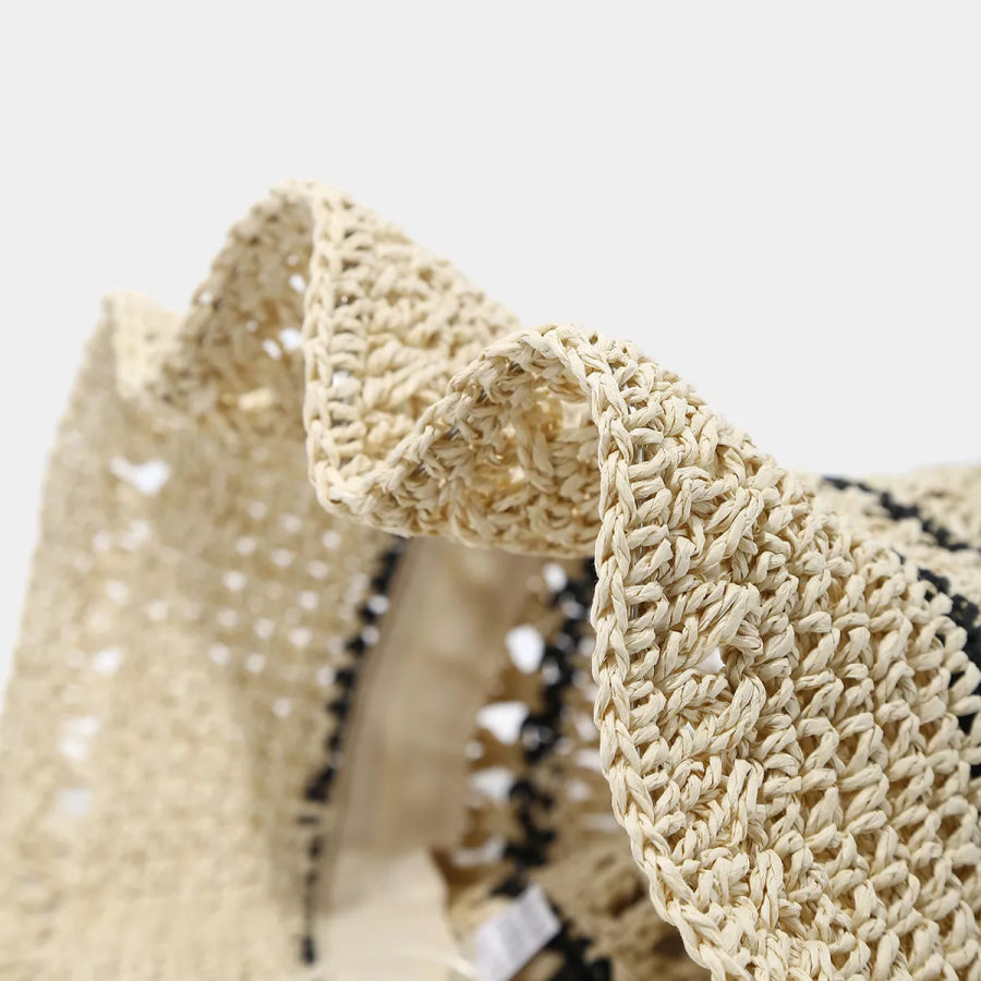 Straw Woven Bucket Hat Beige / One Size Apparel and Accessories