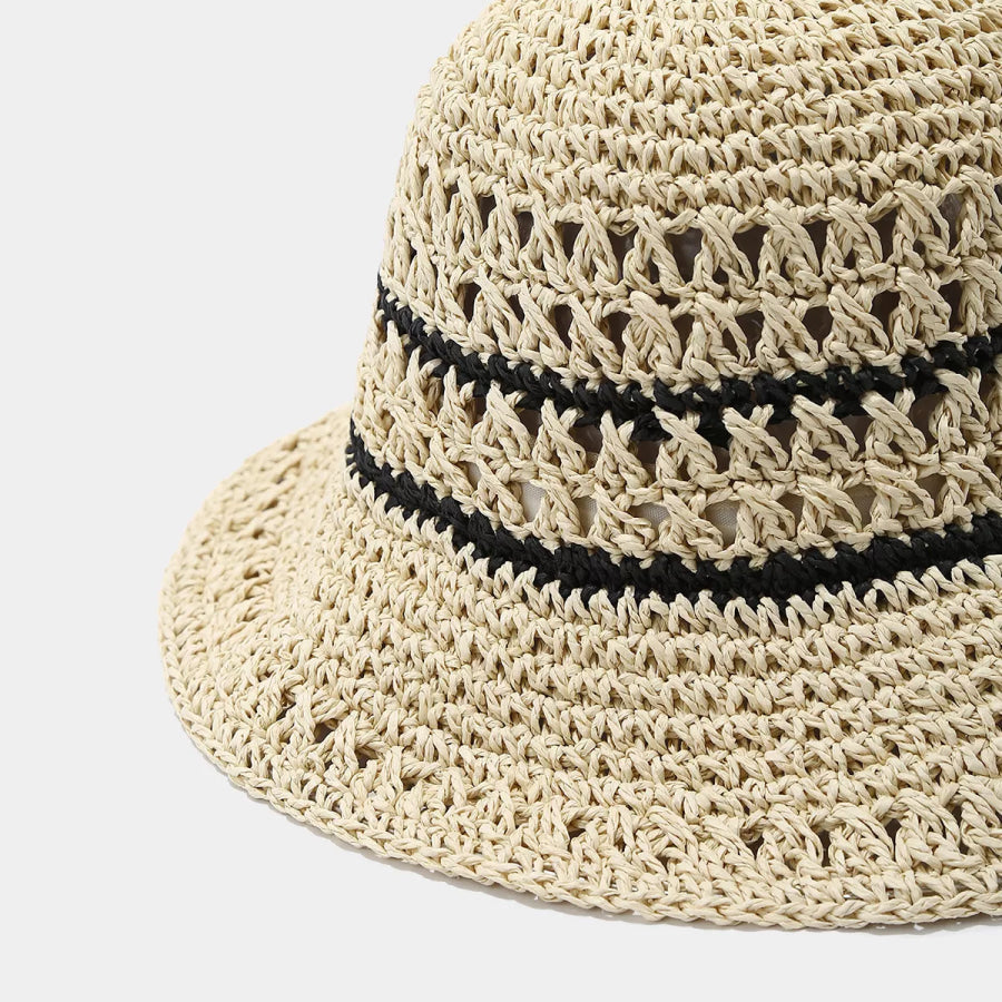 Straw Woven Bucket Hat Beige / One Size Apparel and Accessories