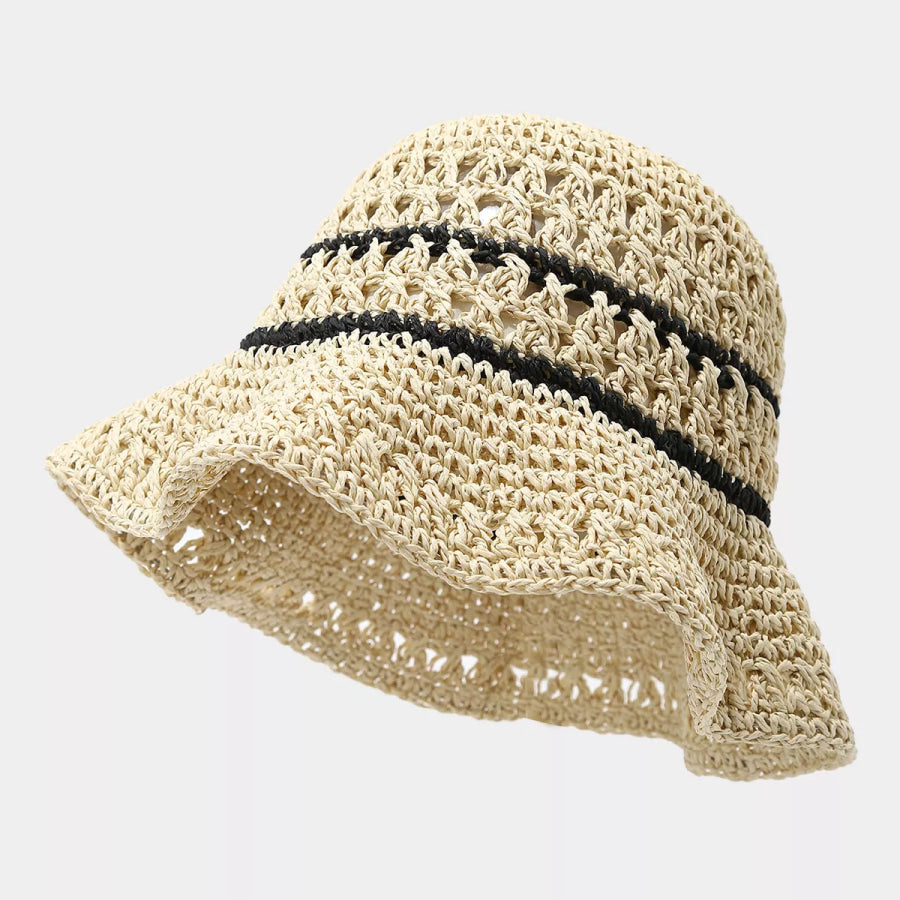Straw Woven Bucket Hat Beige / One Size Apparel and Accessories