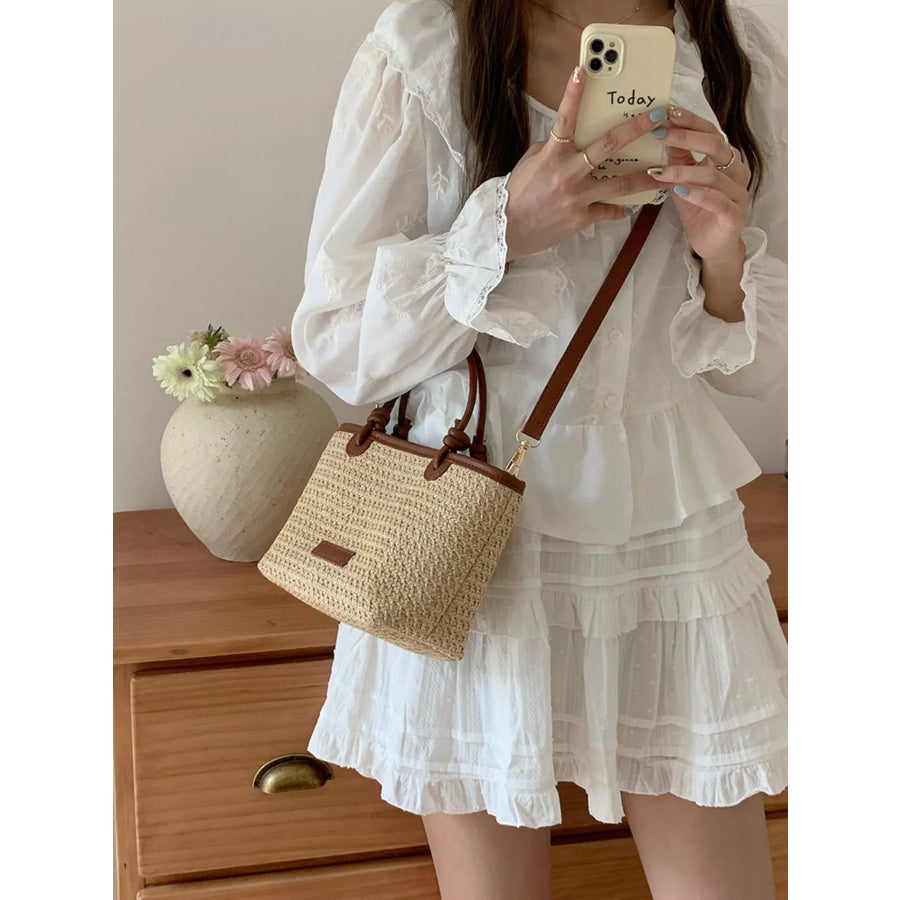 Straw Woven Crossbody Bag Brown / onesize Apparel and Accessories