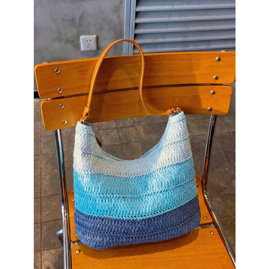 Straw Woven Shoulder Bag Blue / onesize Apparel and Accessories
