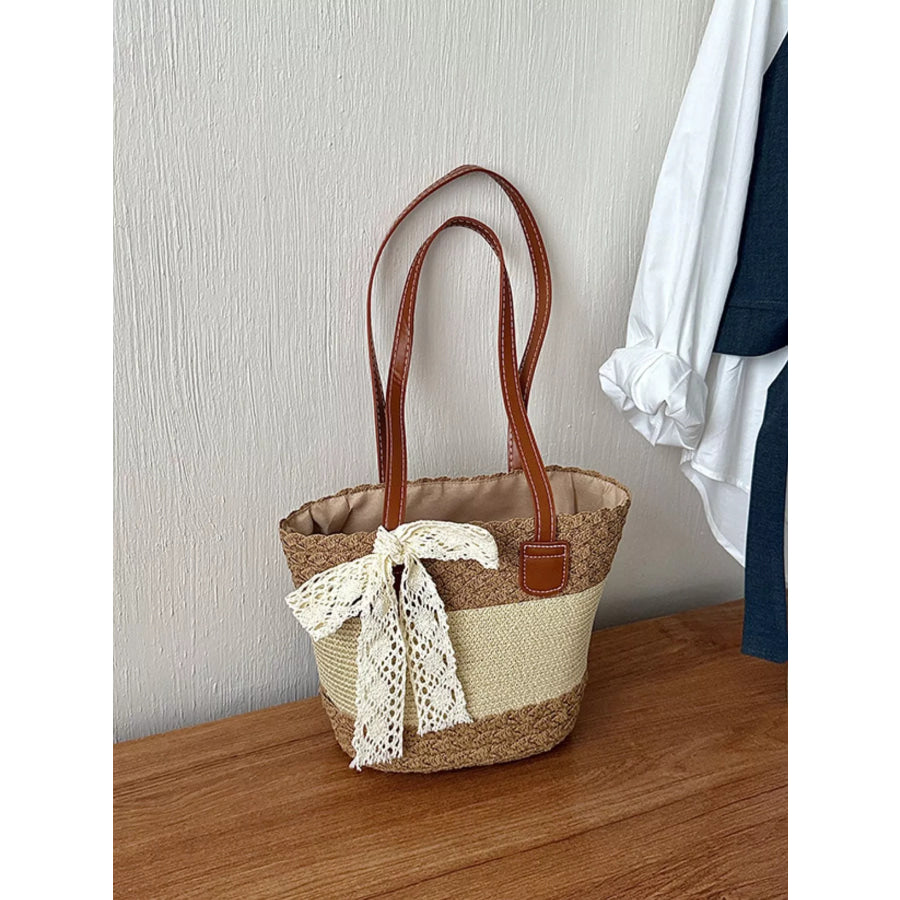 Straw Woven Shoulder Bag Caramel / onesize Apparel and Accessories