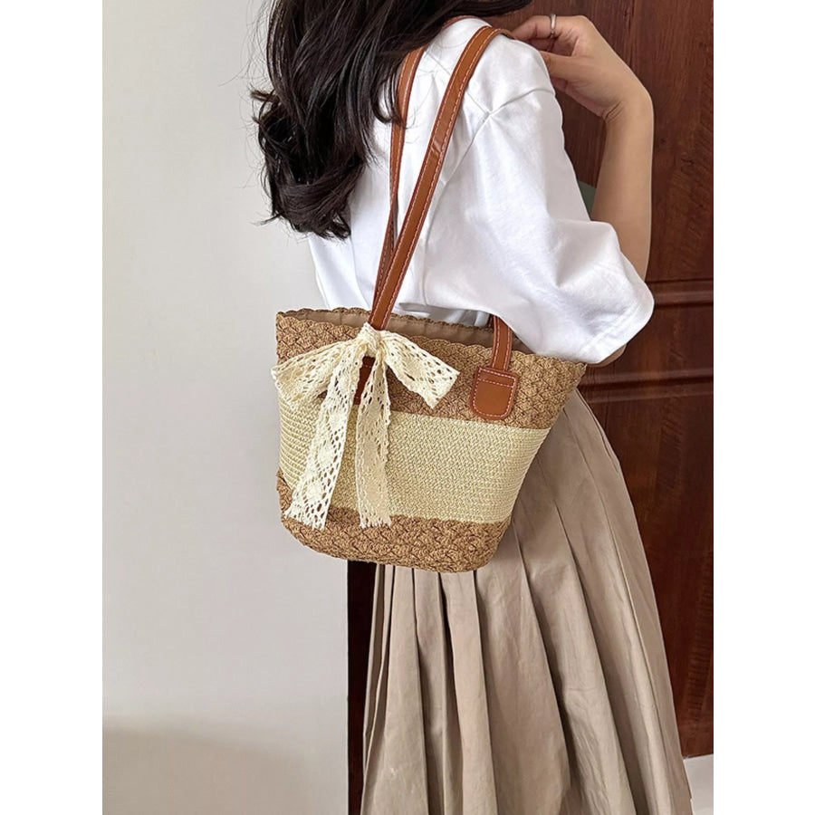 Straw Woven Shoulder Bag Caramel / onesize Apparel and Accessories