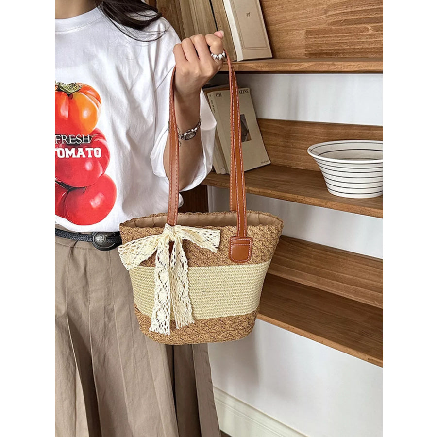 Straw Woven Shoulder Bag Caramel / onesize Apparel and Accessories