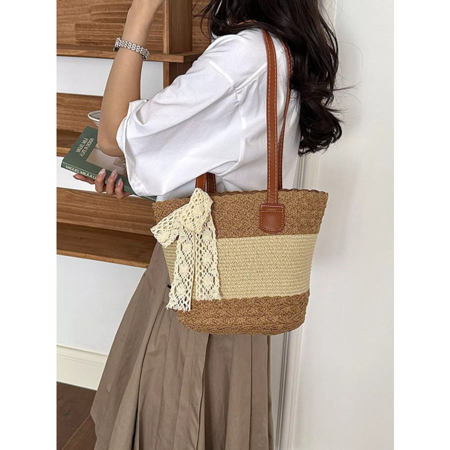 Straw Woven Shoulder Bag Caramel / onesize Apparel and Accessories
