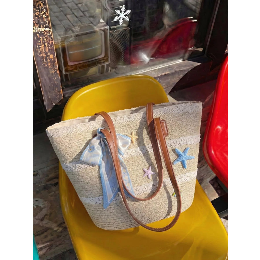 Straw Woven Shoulder Bag Ivory / onesize Apparel and Accessories