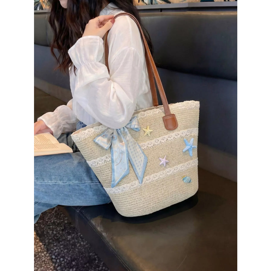 Straw Woven Shoulder Bag Ivory / onesize Apparel and Accessories