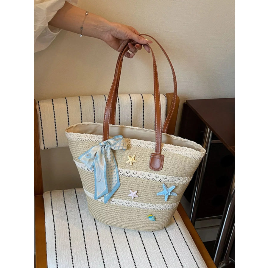 Straw Woven Shoulder Bag Ivory / onesize Apparel and Accessories