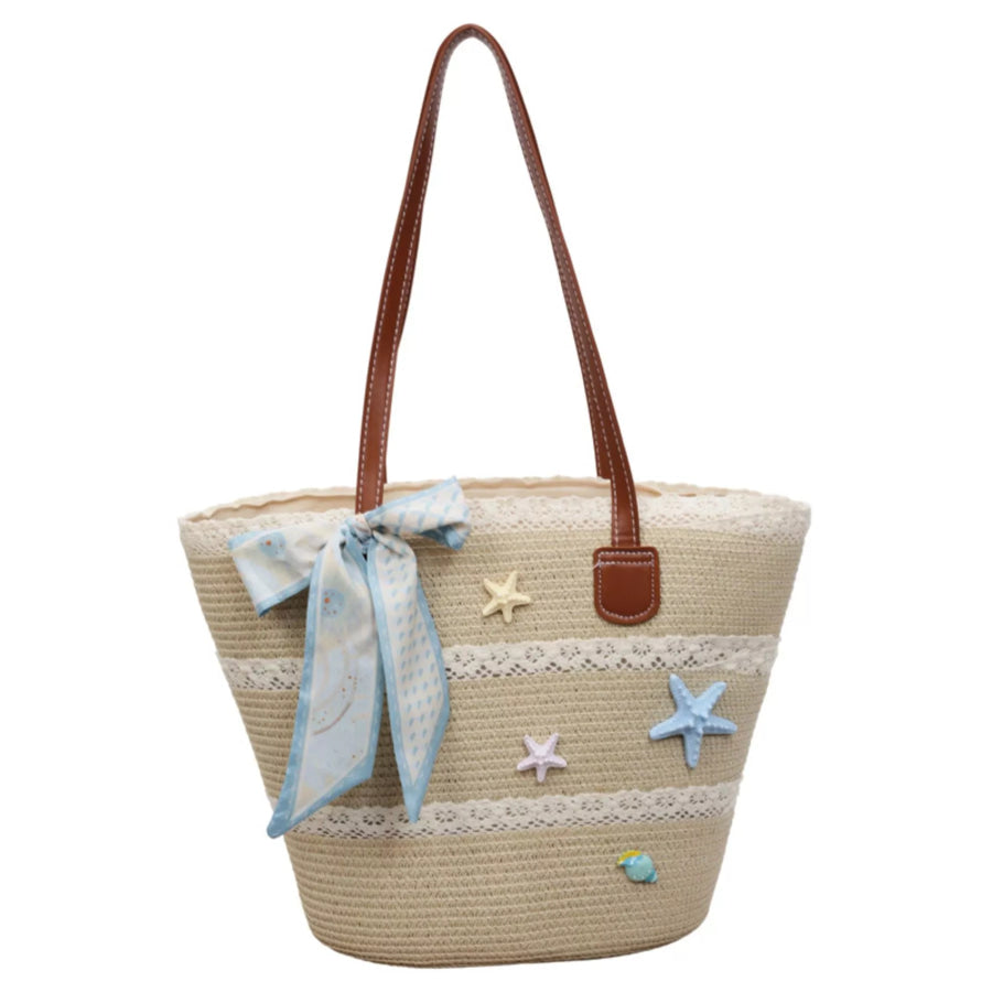 Straw Woven Shoulder Bag Ivory / onesize Apparel and Accessories