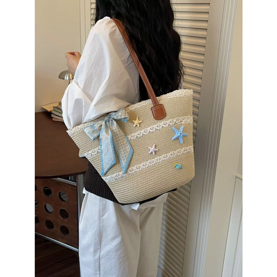 Straw Woven Shoulder Bag Ivory / onesize Apparel and Accessories