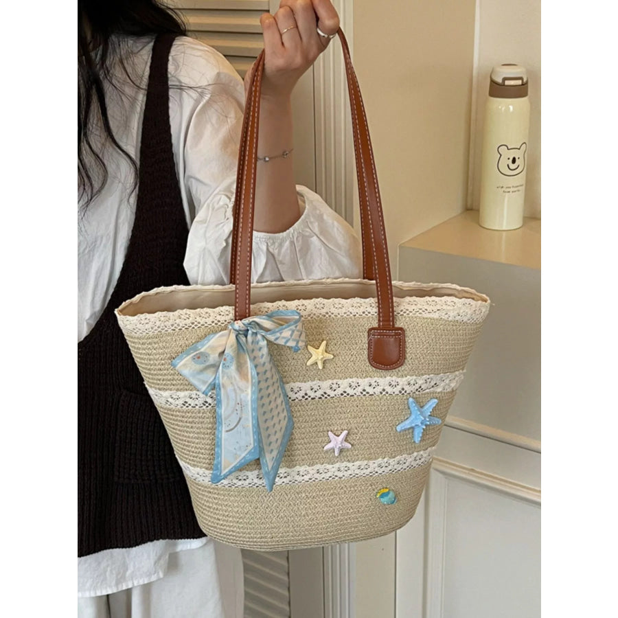 Straw Woven Shoulder Bag Ivory / onesize Apparel and Accessories