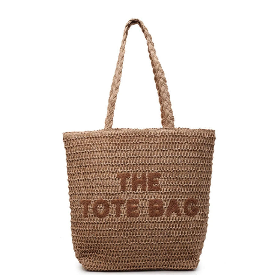 Straw Woven Shoulder Bag Khaki / onesize Apparel and Accessories