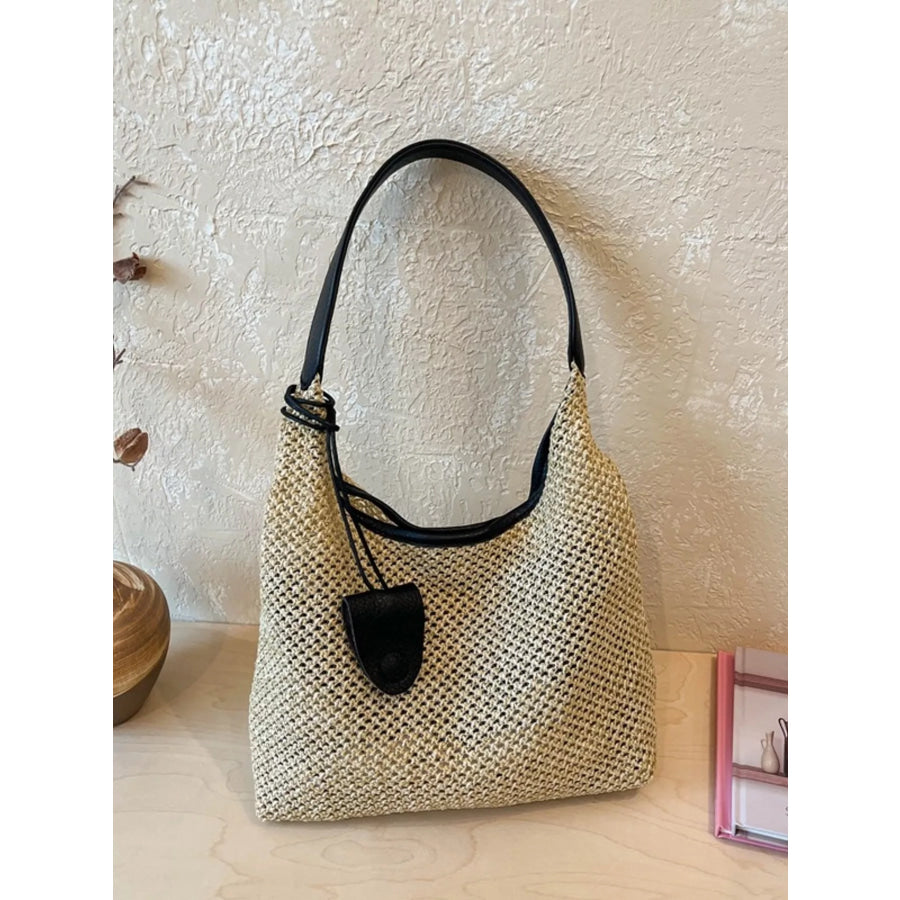 Straw Woven Shoulder Bag Tan / onesize Apparel and Accessories