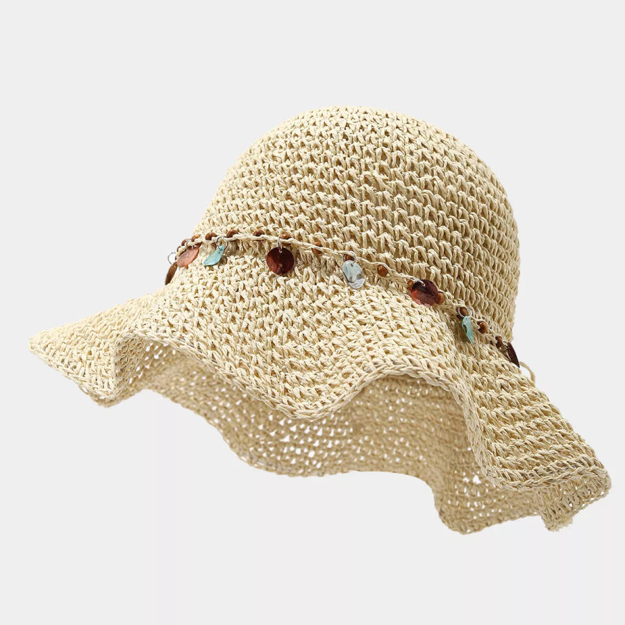 Straw Woven Sun Hat Beige / One Size Apparel and Accessories