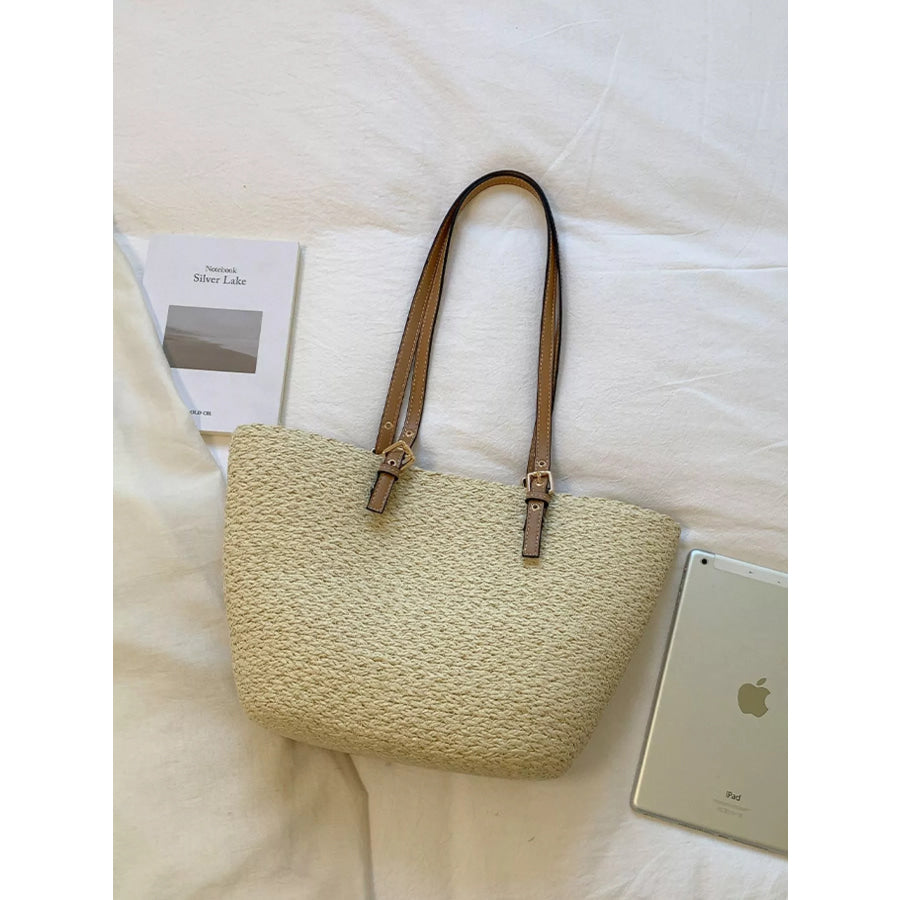 Straw Woven Tote Shoulder Bag Beige / onesize Apparel and Accessories