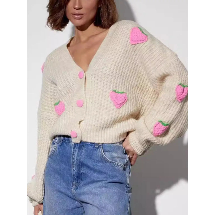 Strawberry Button Down Cardigan Apparel and Accessories
