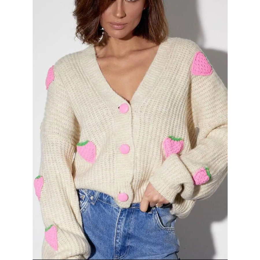 Strawberry Button Down Cardigan Apparel and Accessories