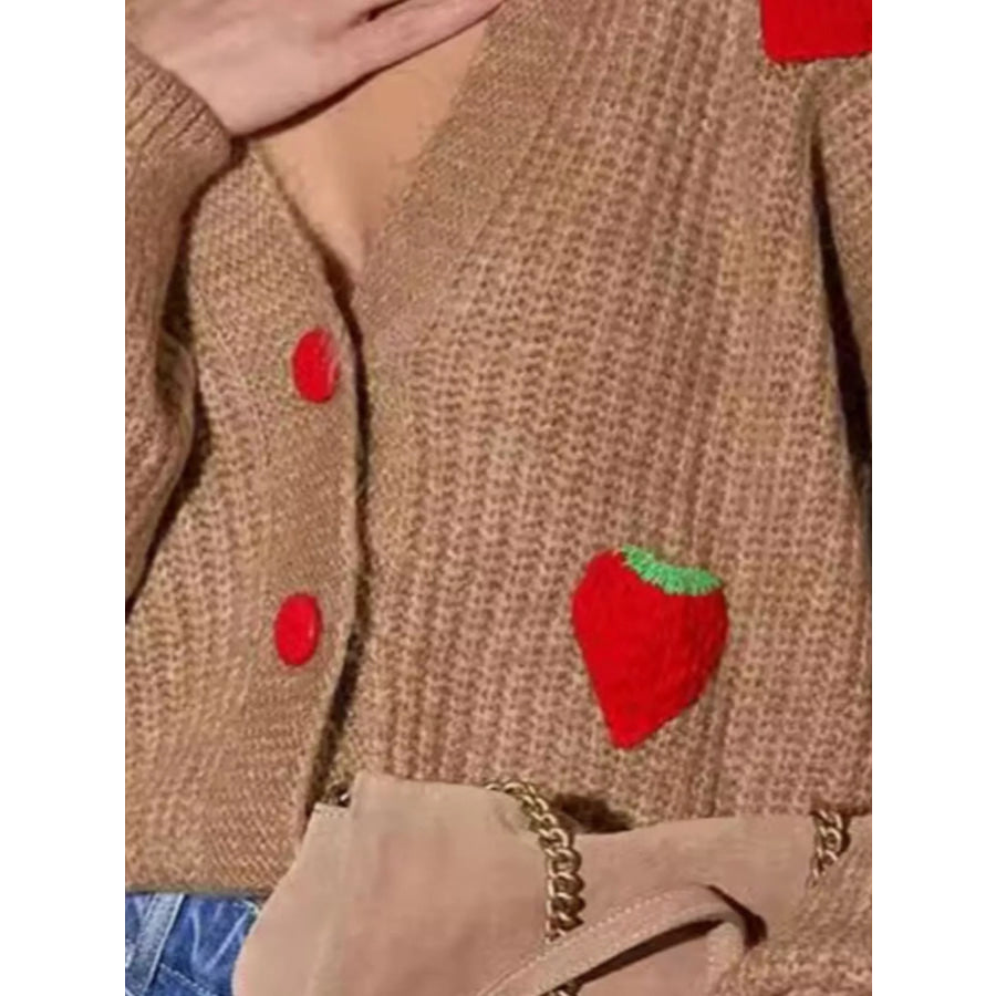 Strawberry Button Down Cardigan Apparel and Accessories