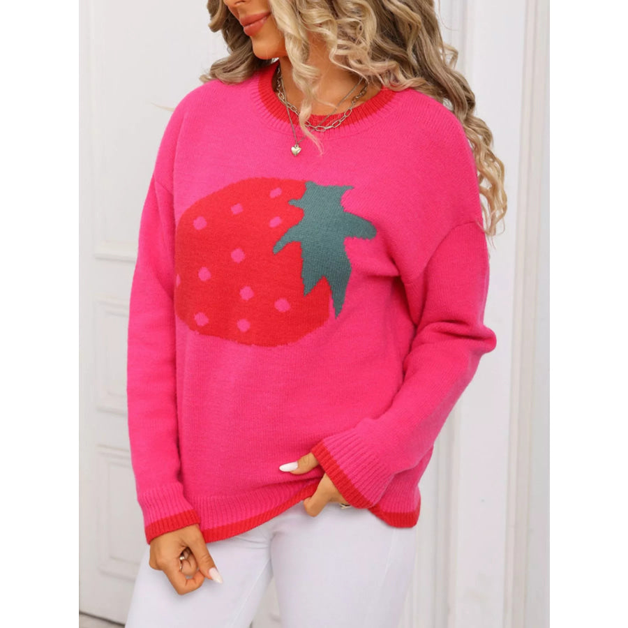 Strawberry Crew Neck Sweater Apparel and Accessories