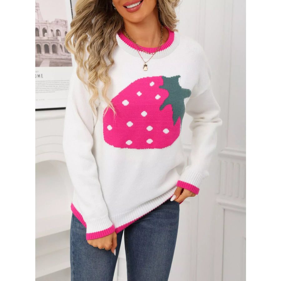 Strawberry Crew Neck Sweater Apparel and Accessories