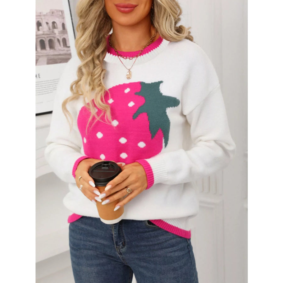 Strawberry Crew Neck Sweater Apparel and Accessories