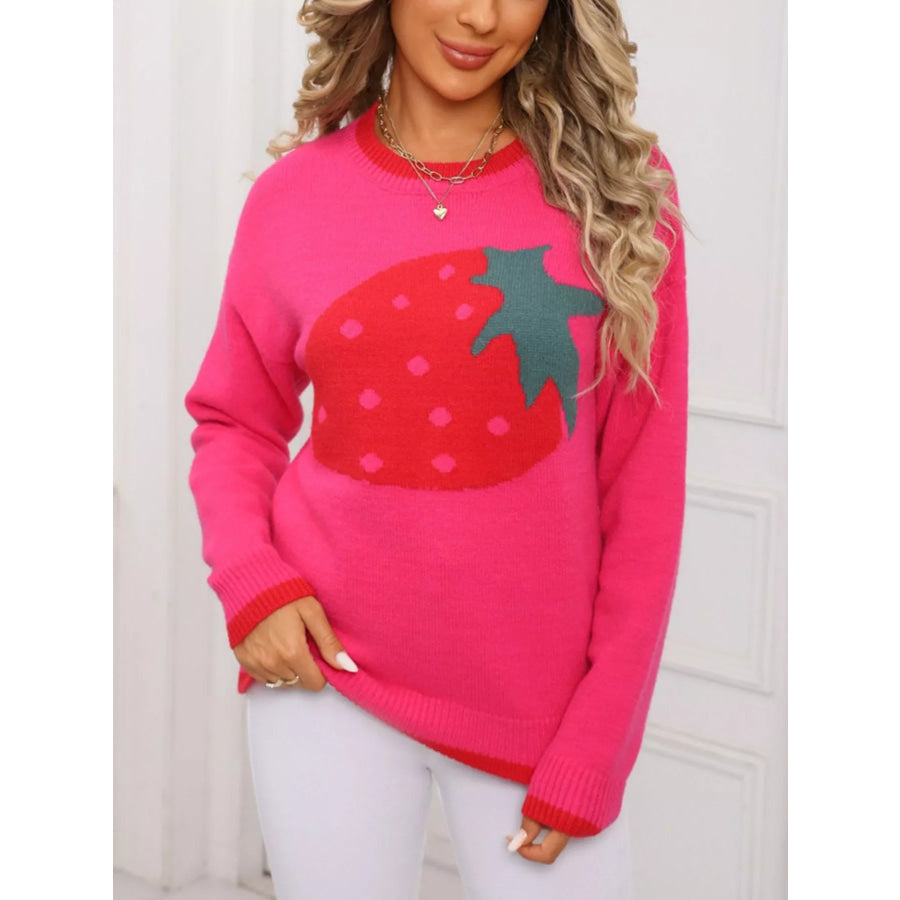 Strawberry Crew Neck Sweater Apparel and Accessories