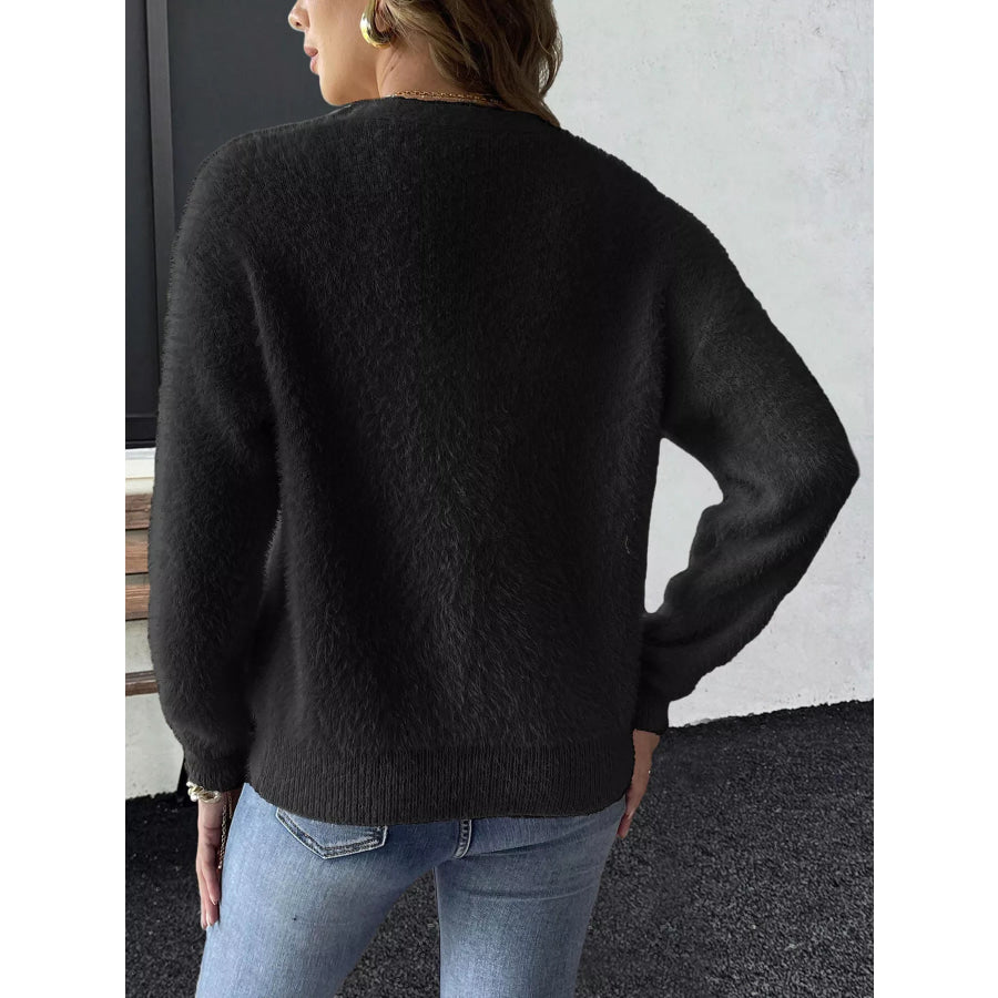 Strawberry Fuzzy Knit Cardigan Apparel and Accessories