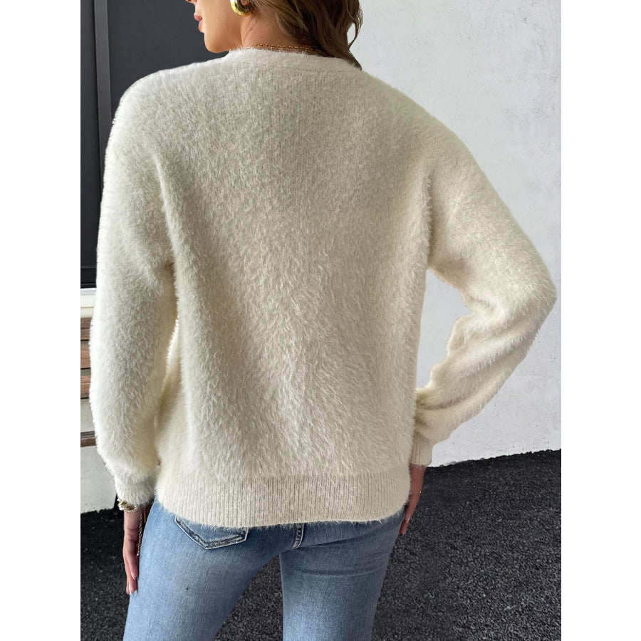Strawberry Fuzzy Knit Cardigan Apparel and Accessories