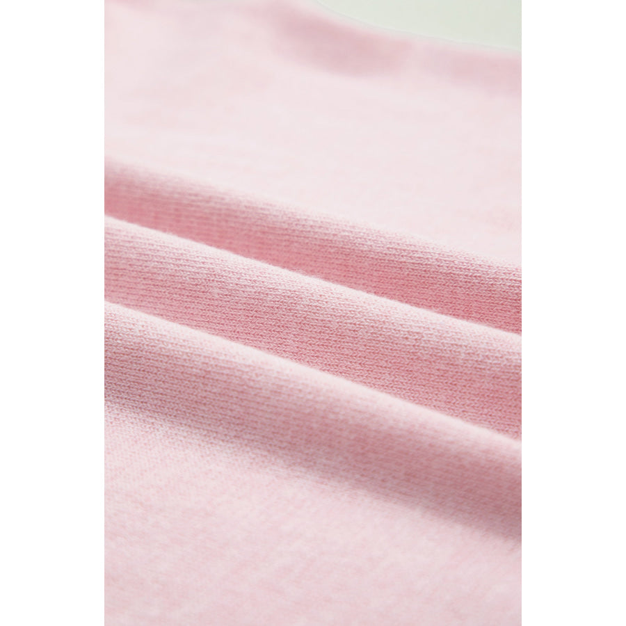 Strawberry Pink Lacy V Neckline Short Sleeve Sweater Sweaters & Cardigans/Short Sleeve Sweaters