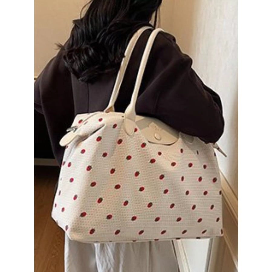 Strawberry Print Travel Bag White / One Size Apparel and Accessories