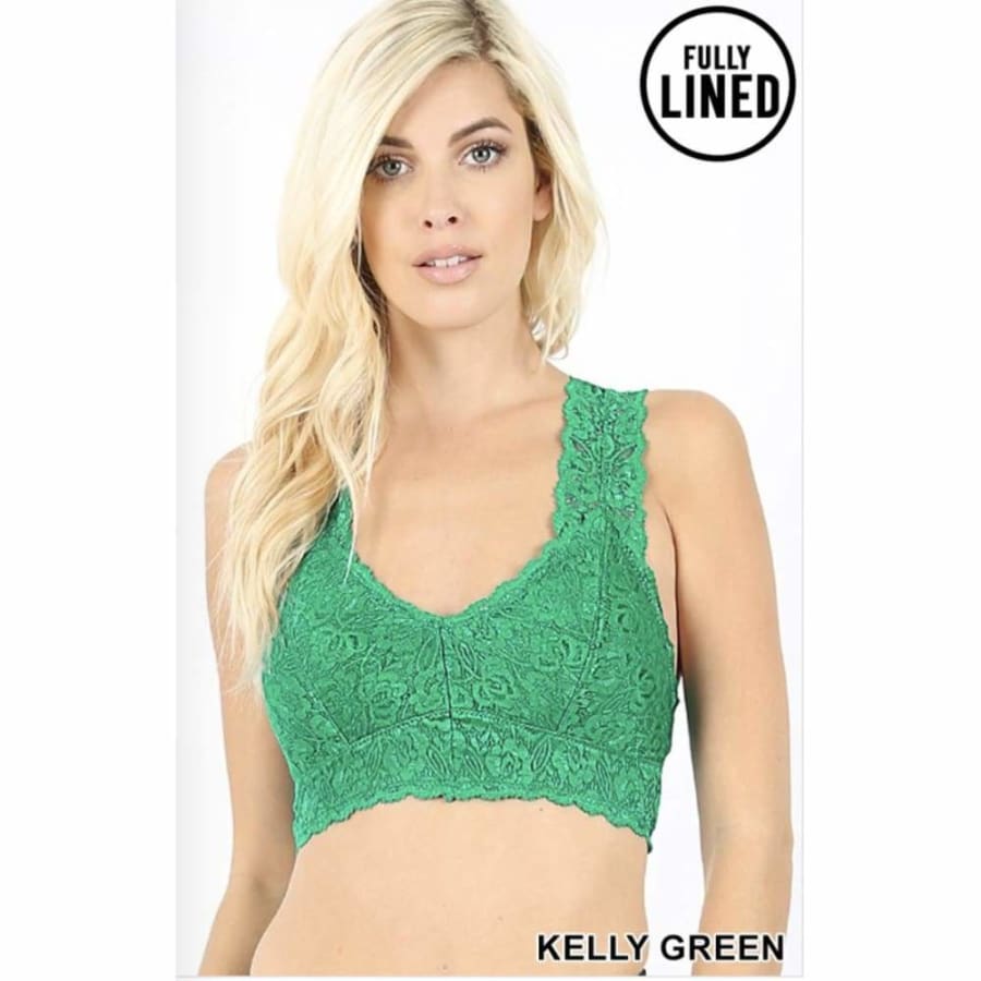 Kelly Green Ribbed Skinny Strap Bralette · Filly Flair