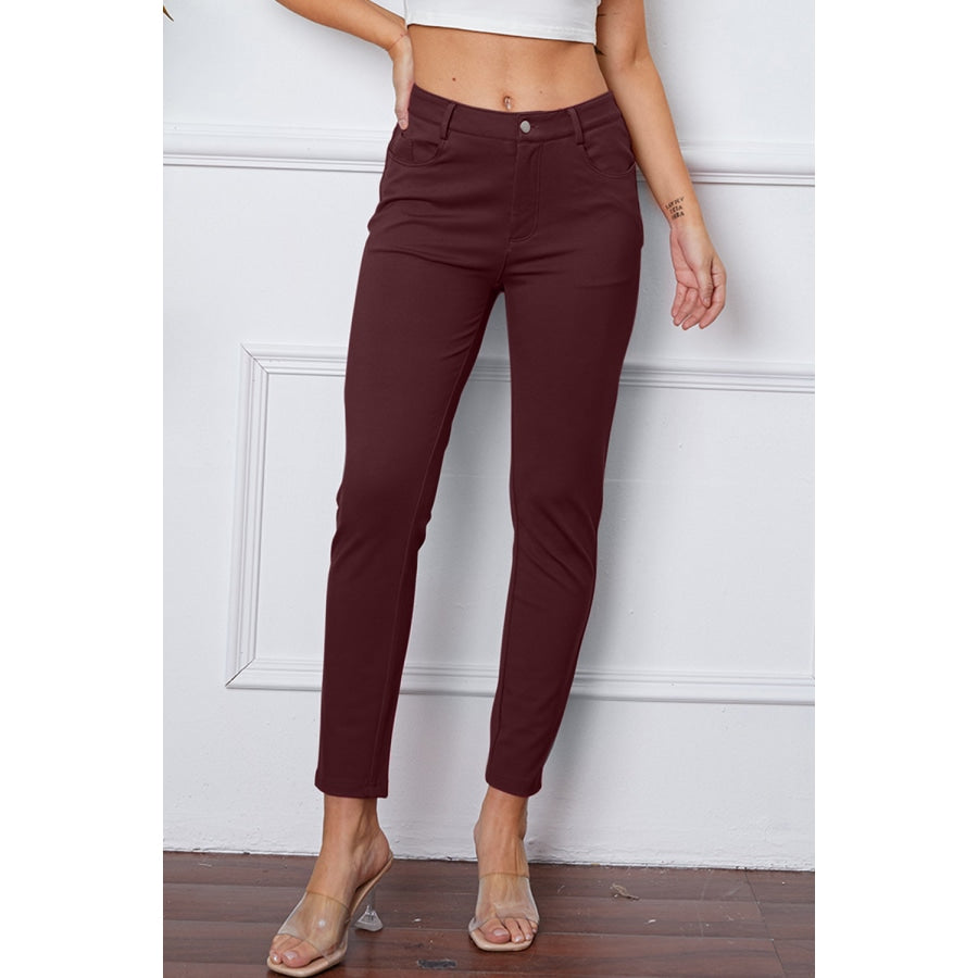 StretchyStitch Pants by Basic Bae Wine / L Clothing