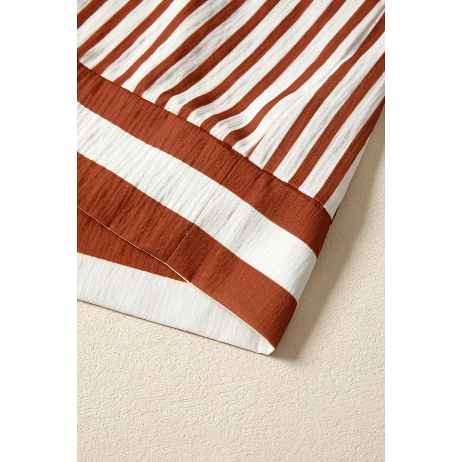 Stripe Babydoll Long Sleeve Blouse Apparel and Accessories