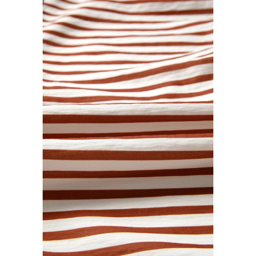 Stripe Babydoll Long Sleeve Blouse Apparel and Accessories