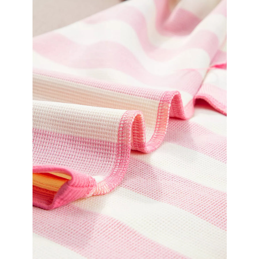 Stripe Cap Sleeve Pocketed Shift Dress Apparel and Accessories