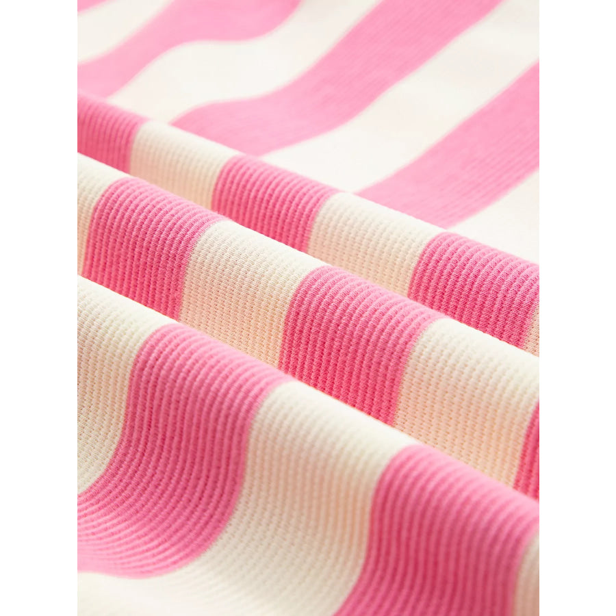 Stripe Cap Sleeve Pocketed Shift Dress Apparel and Accessories