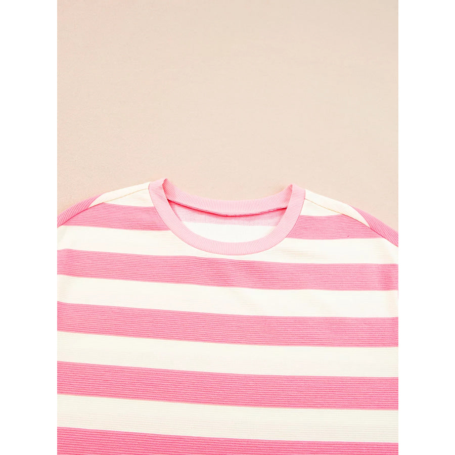 Stripe Cap Sleeve Pocketed Shift Dress Apparel and Accessories