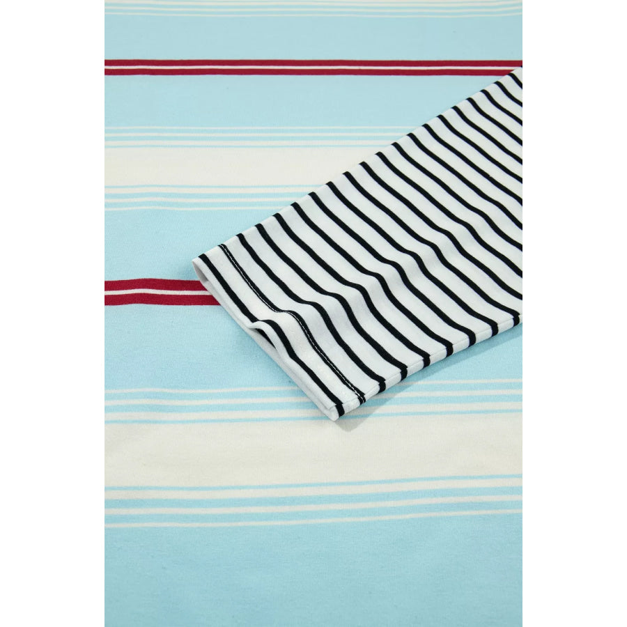 Stripe Casual Striped Patchwork Long Sleeve Loose Pullover Top Apparel and Accessories