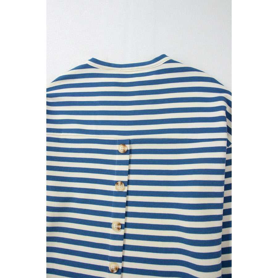 Stripe Chest Pocket Notched Top Apparel and Accessories