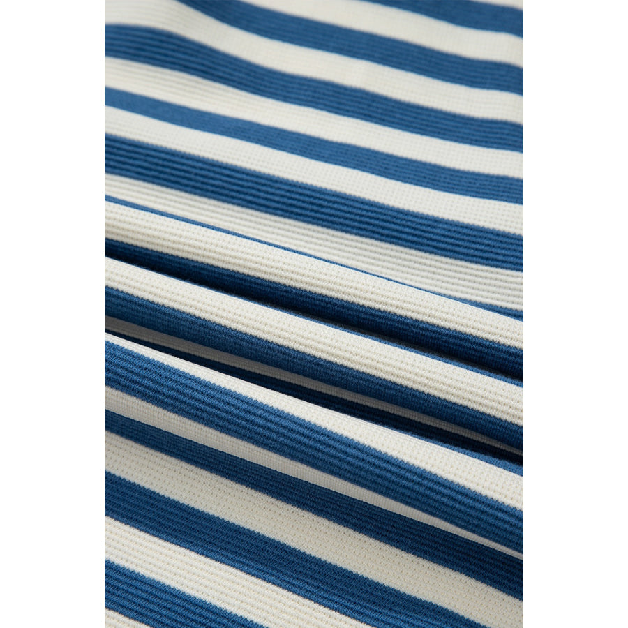 Stripe Chest Pocket Notched Top Apparel and Accessories