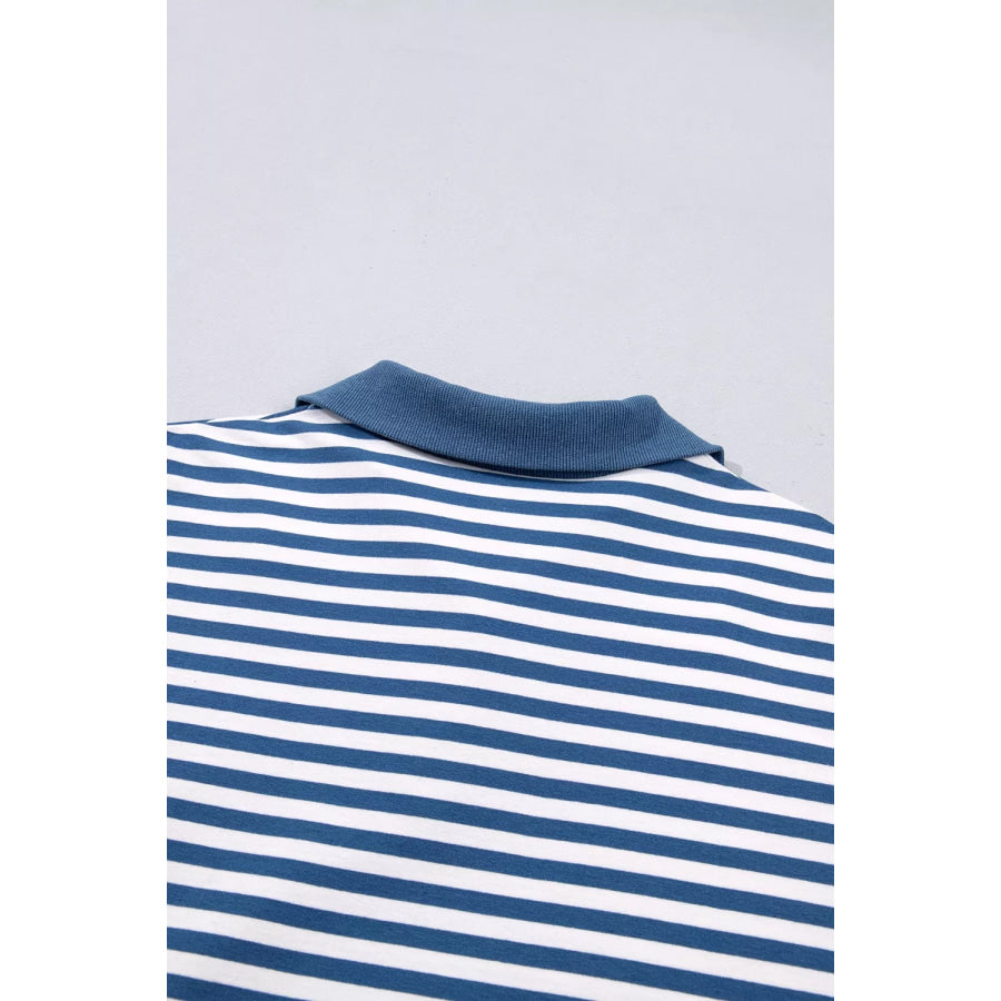 Stripe Color Block Trim Raw Seam Split Hem Loose Sweatshirt Apparel and Accessories