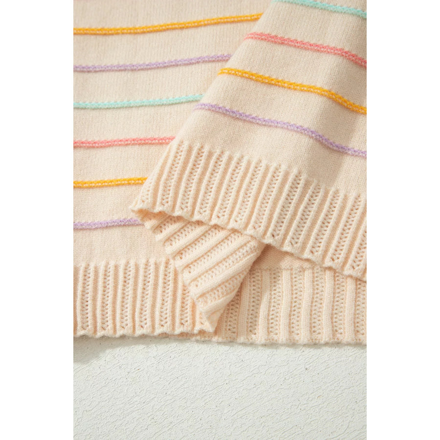 Stripe Colorful Stripes Crew Neck Knit Sweater Apparel and Accessories
