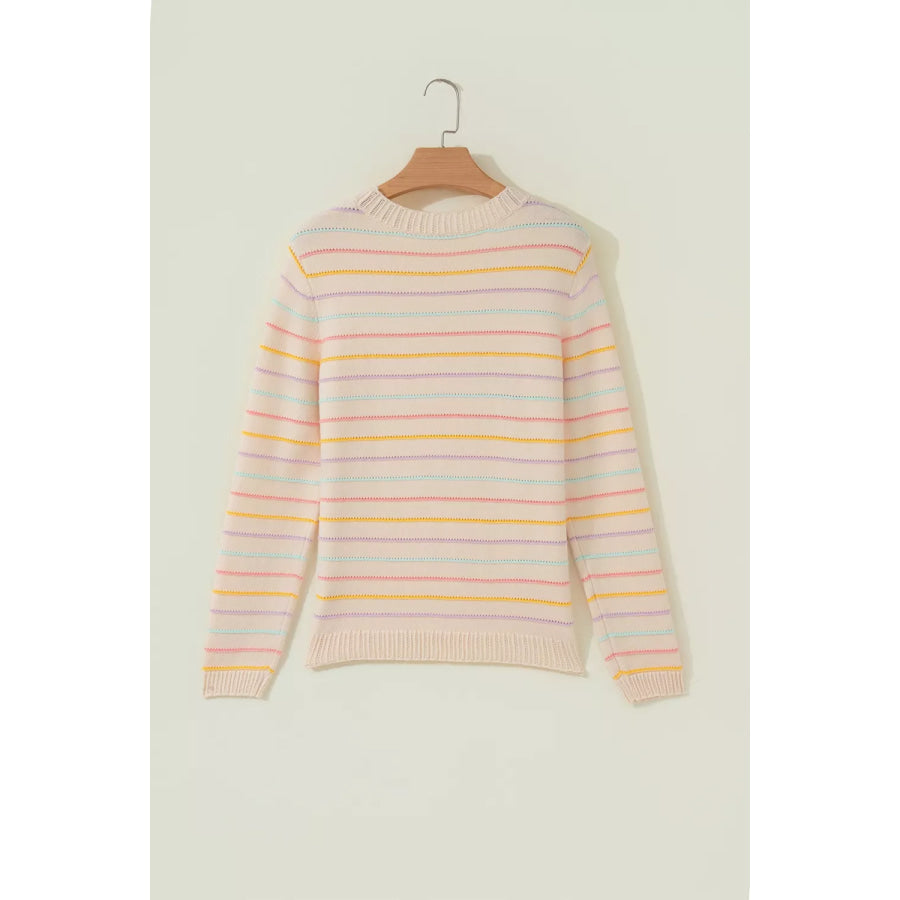 Stripe Colorful Stripes Crew Neck Knit Sweater Apparel and Accessories