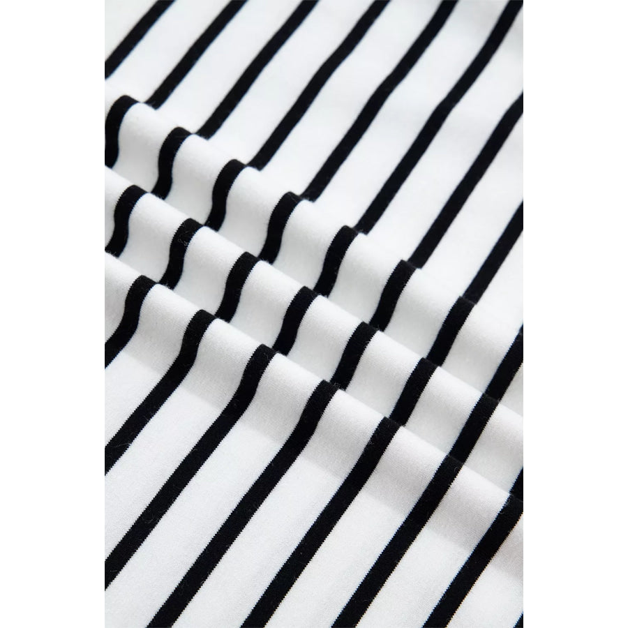 Stripe Contrast Knot Back Ruffle Trim Tank Top Apparel and Accessories