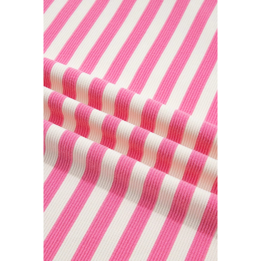 Stripe Contrast Patchwork Short Sleeve Loose Tee Apparel and Accessories