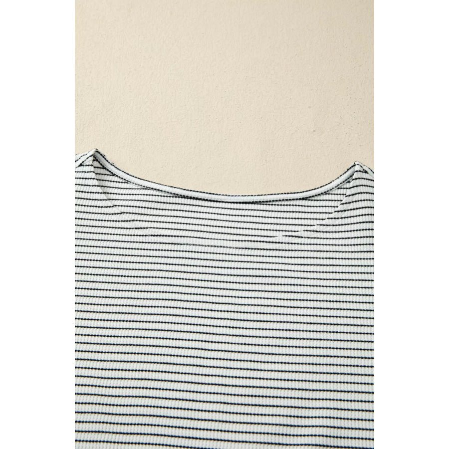 Stripe Contrasted Ruffle Trim Casual Tank Top Apparel and Accessories