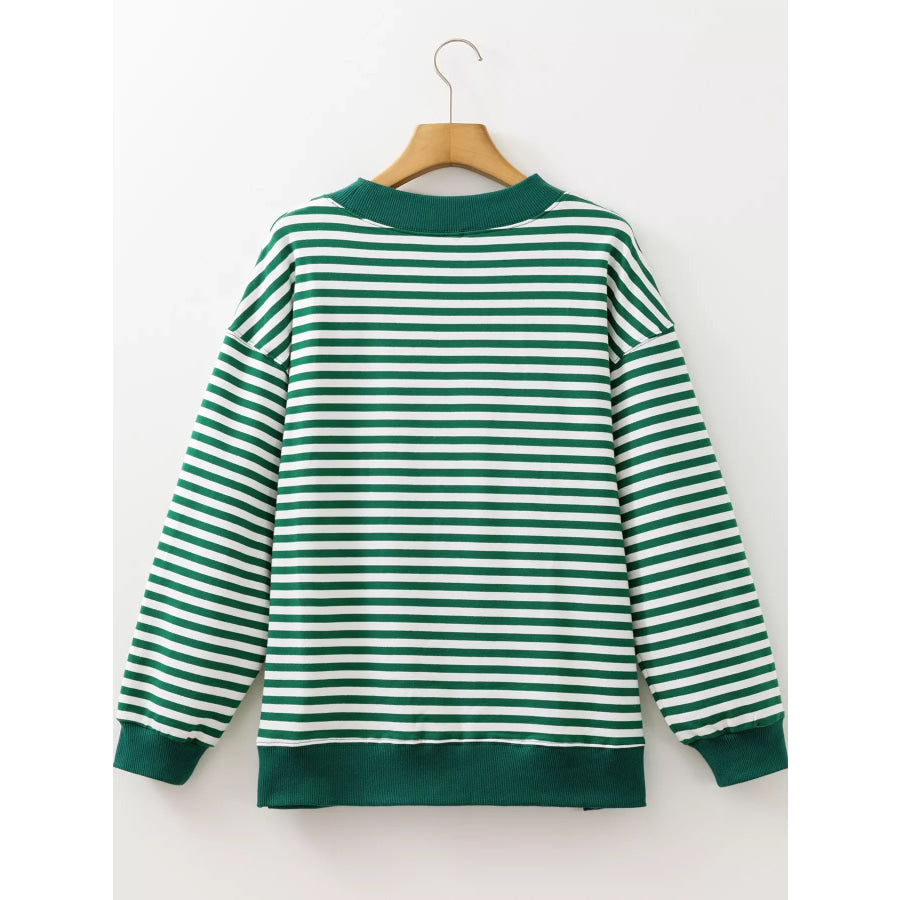 Stripe Cozy Mock Neck Oversized Tunic Sweatshirt Apparel and Accessories