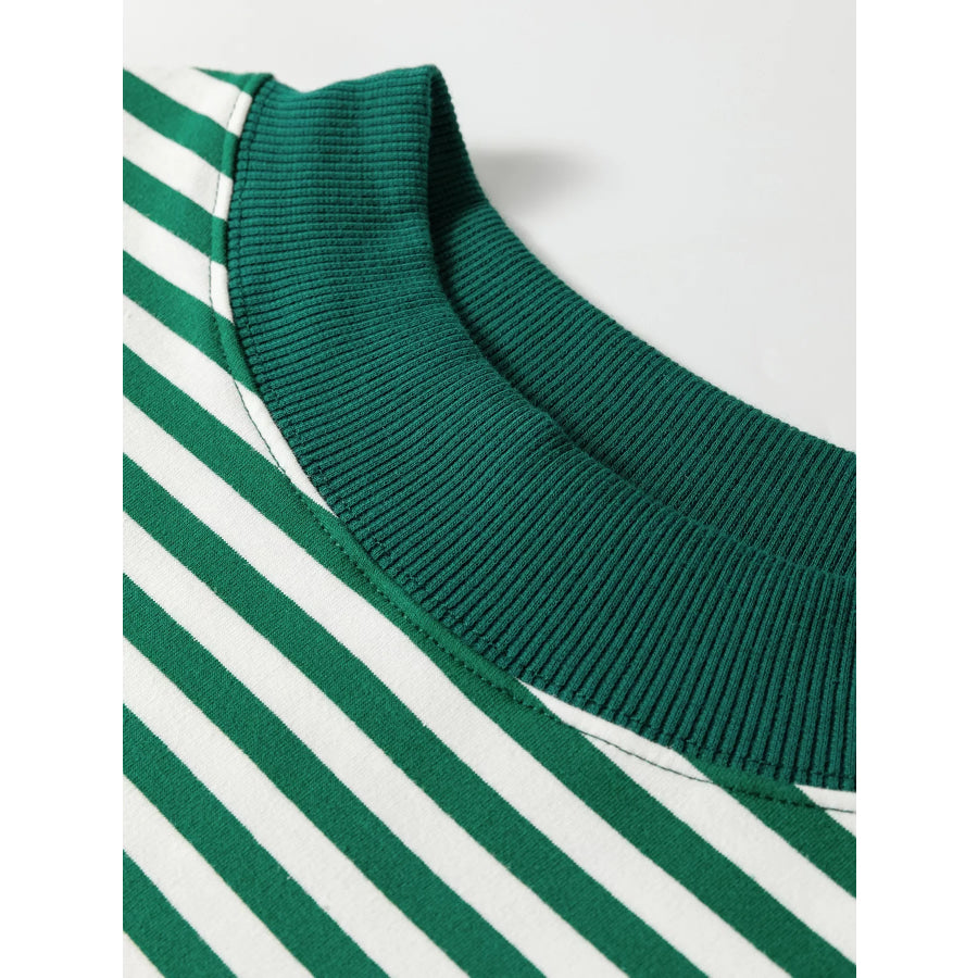 Stripe Cozy Mock Neck Oversized Tunic Sweatshirt Apparel and Accessories