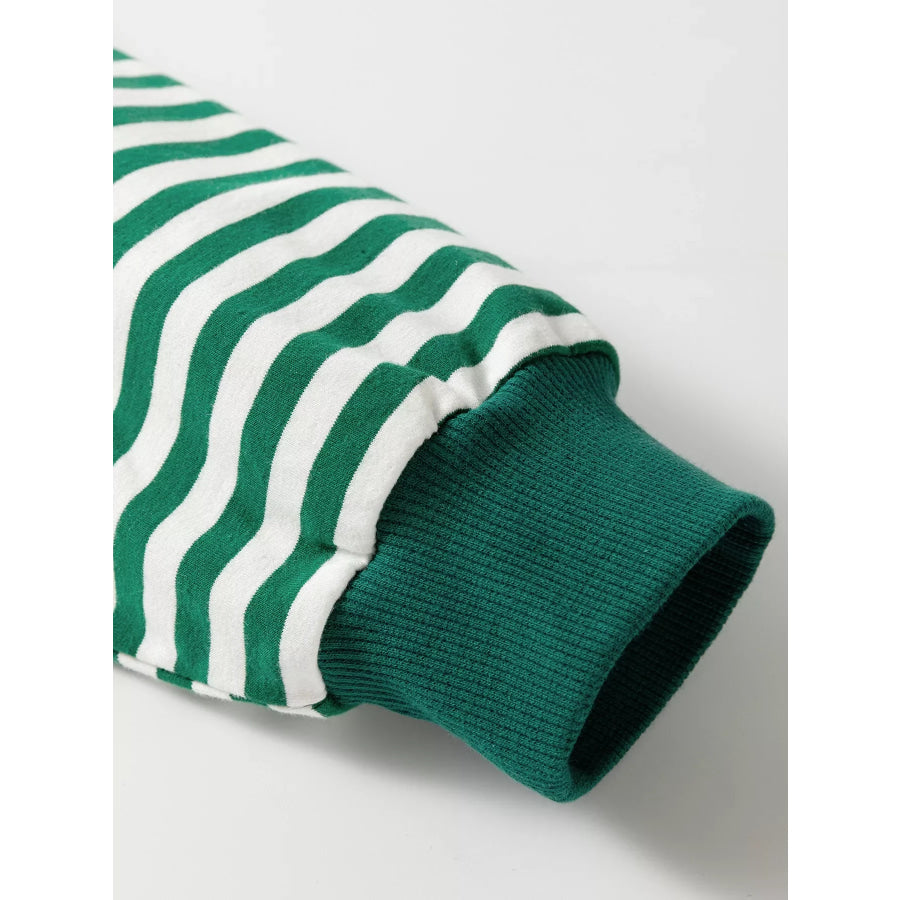 Stripe Cozy Mock Neck Oversized Tunic Sweatshirt Apparel and Accessories